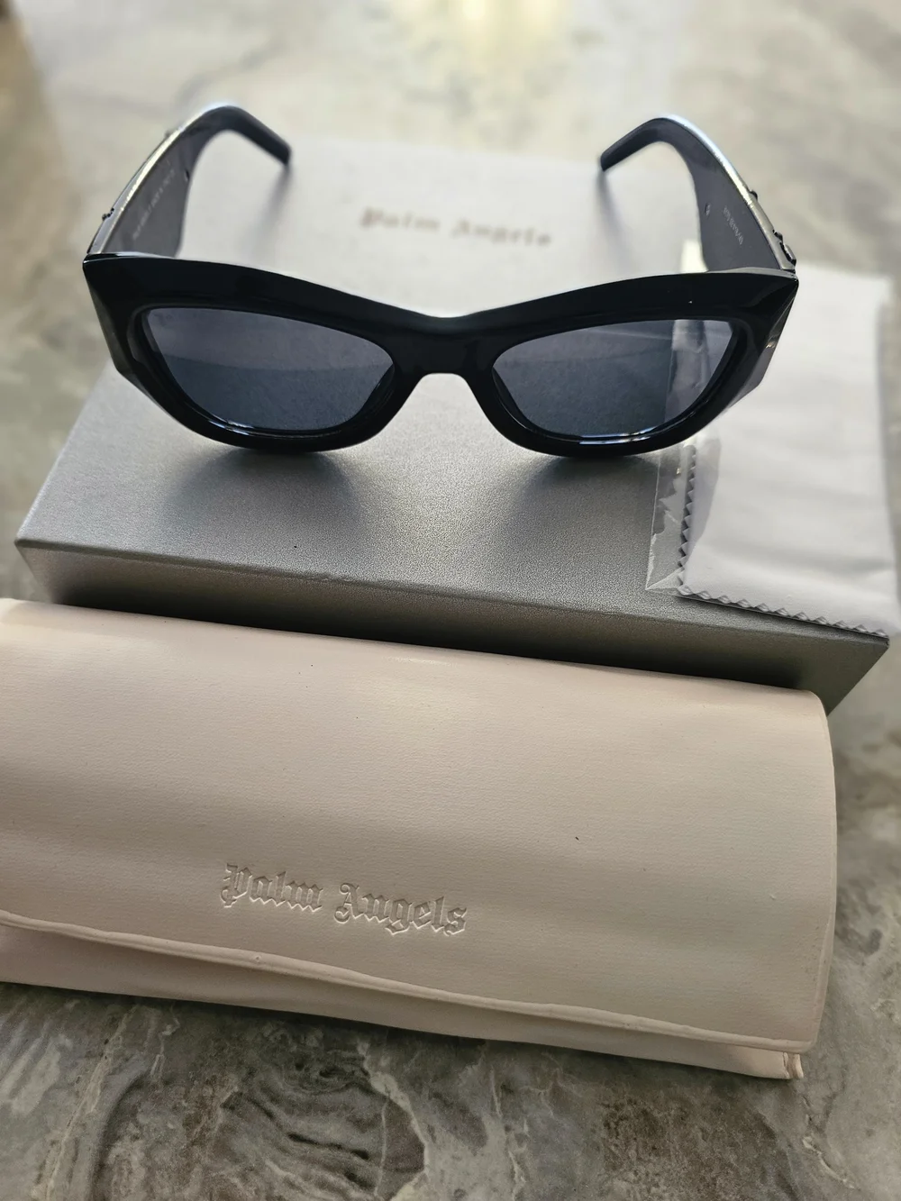 Palm Angels Black Sunglasses with Gold Logo
